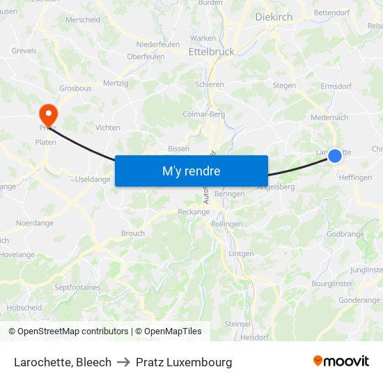 Larochette, Bleech to Pratz Luxembourg map