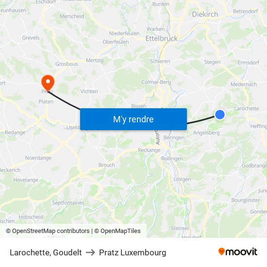 Larochette, Goudelt to Pratz Luxembourg map