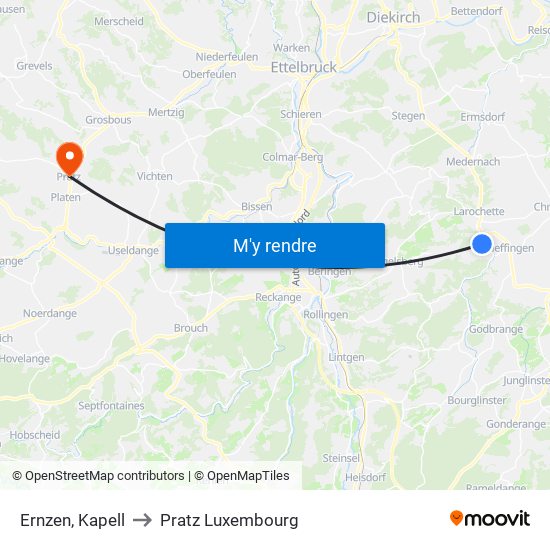 Ernzen, Kapell to Pratz Luxembourg map