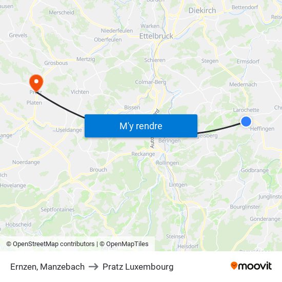 Ernzen, Manzebach to Pratz Luxembourg map