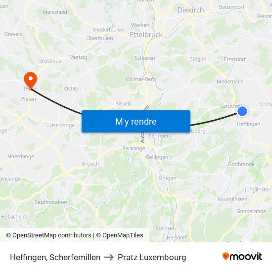 Heffingen, Scherfemillen to Pratz Luxembourg map