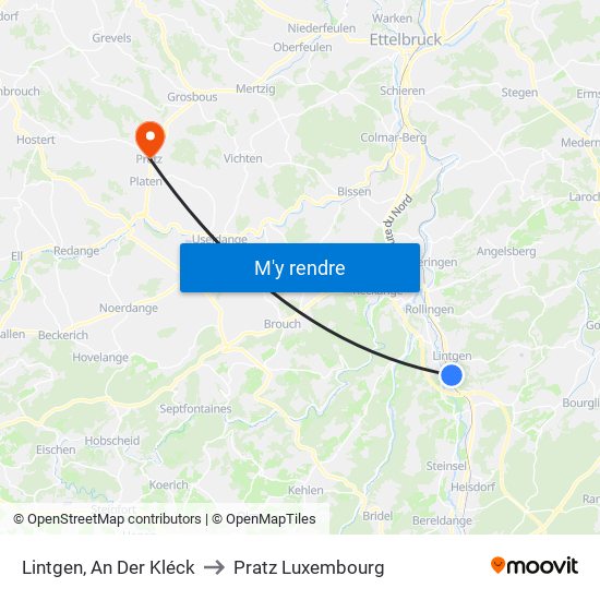 Lintgen, An Der Kléck to Pratz Luxembourg map