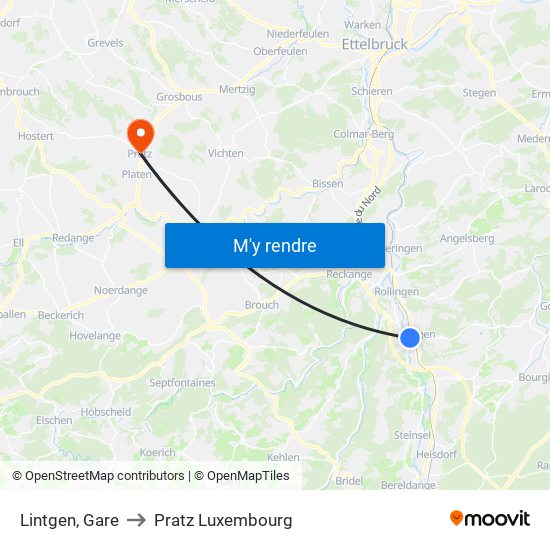 Lintgen, Gare to Pratz Luxembourg map