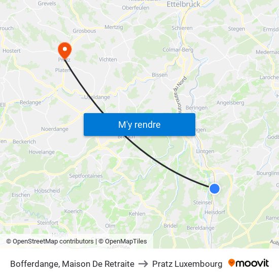 Bofferdange, Maison De Retraite to Pratz Luxembourg map