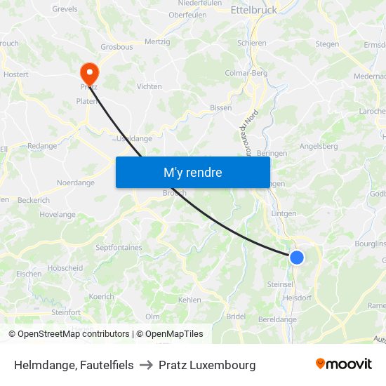 Helmdange, Fautelfiels to Pratz Luxembourg map