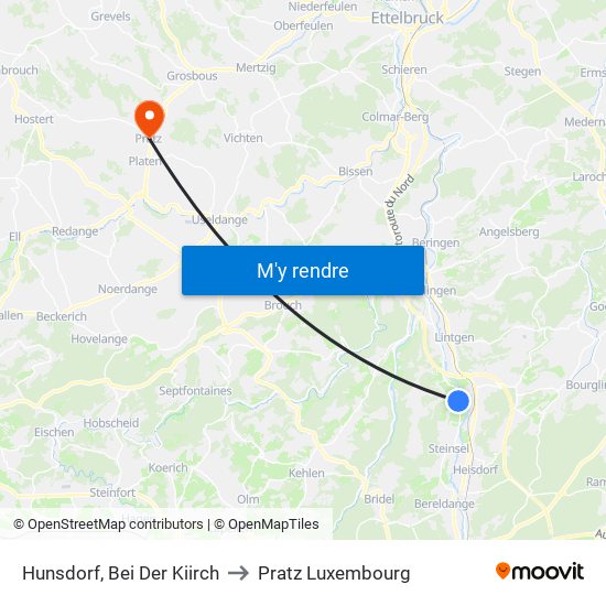 Hunsdorf, Bei Der Kiirch to Pratz Luxembourg map