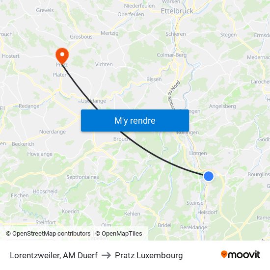 Lorentzweiler, AM Duerf to Pratz Luxembourg map