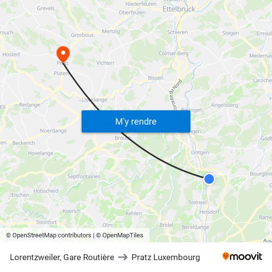 Lorentzweiler, Gare Routière to Pratz Luxembourg map