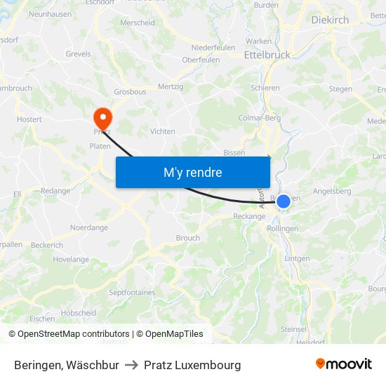 Beringen, Wäschbur to Pratz Luxembourg map