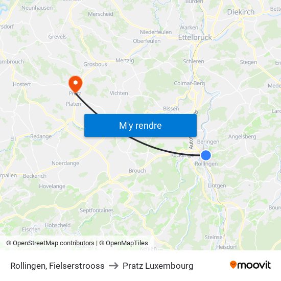 Rollingen, Fielserstrooss to Pratz Luxembourg map