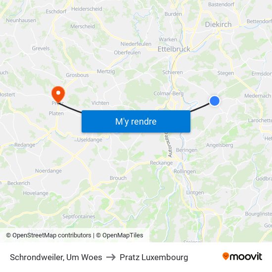 Schrondweiler, Um Woes to Pratz Luxembourg map