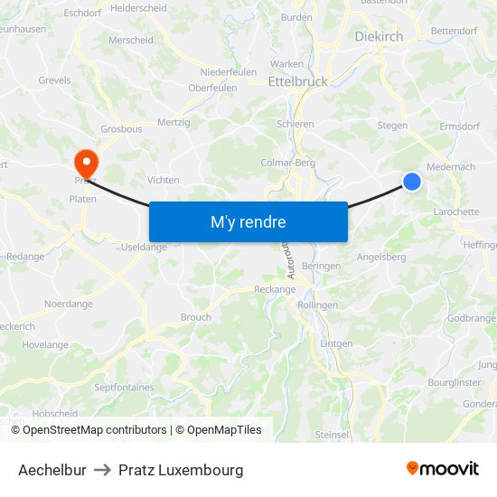 Aechelbur to Pratz Luxembourg map