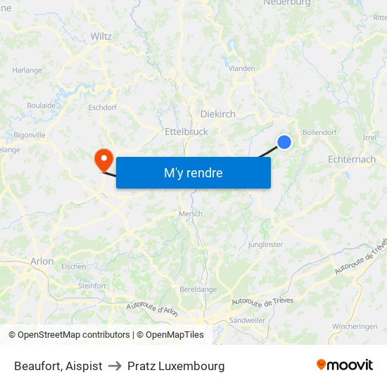 Beaufort, Aispist to Pratz Luxembourg map