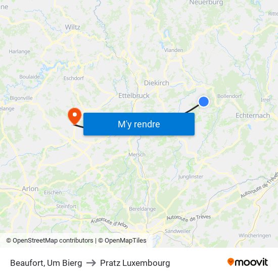 Beaufort, Um Bierg to Pratz Luxembourg map