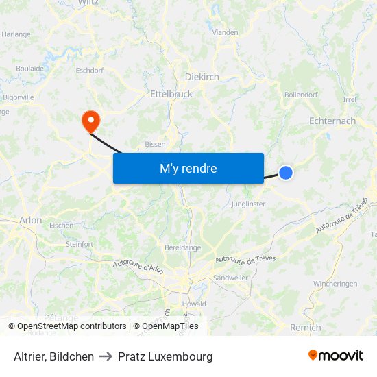 Altrier, Bildchen to Pratz Luxembourg map