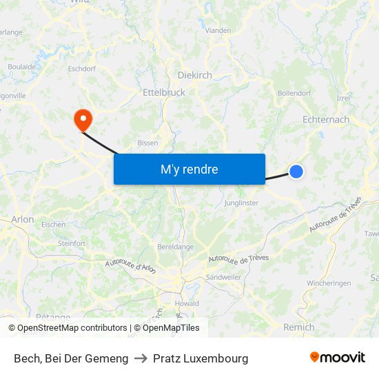 Bech, Bei Der Gemeng to Pratz Luxembourg map