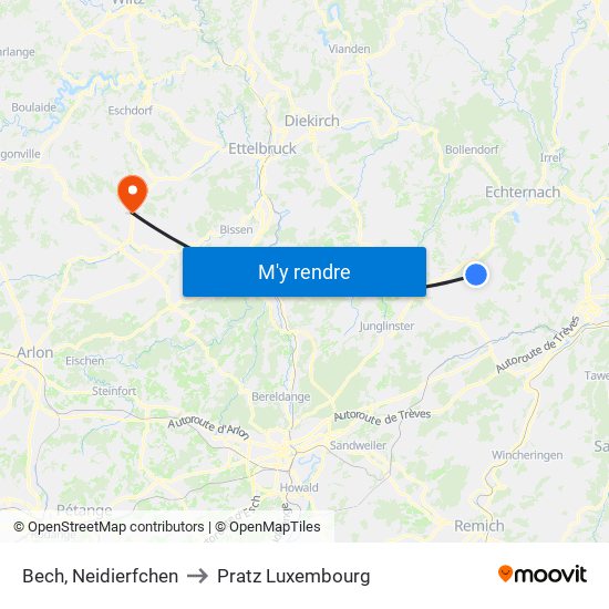 Bech, Neidierfchen to Pratz Luxembourg map