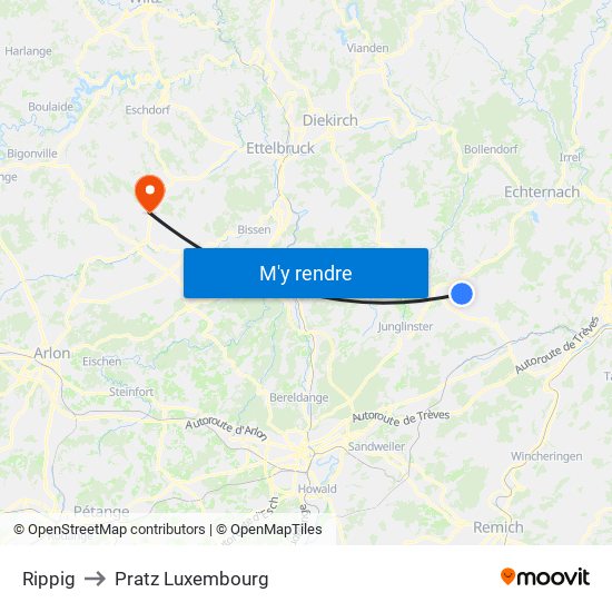 Rippig to Pratz Luxembourg map