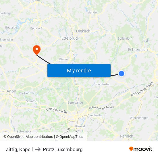 Zittig, Kapell to Pratz Luxembourg map