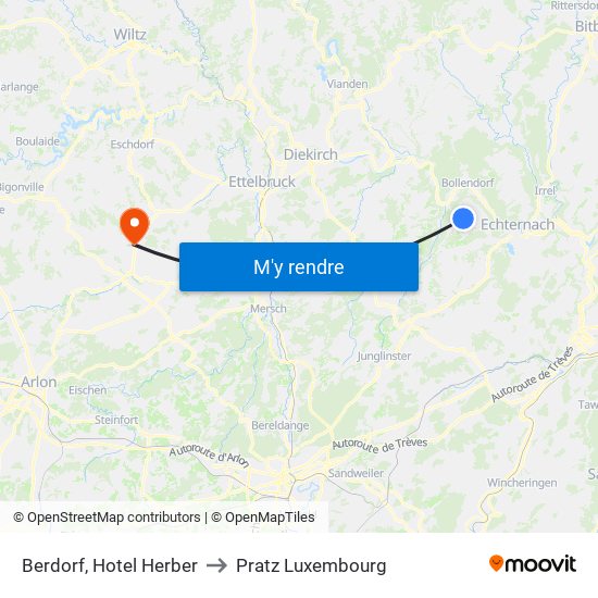 Berdorf, Hotel Herber to Pratz Luxembourg map