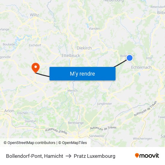 Bollendorf-Pont, Hamicht to Pratz Luxembourg map