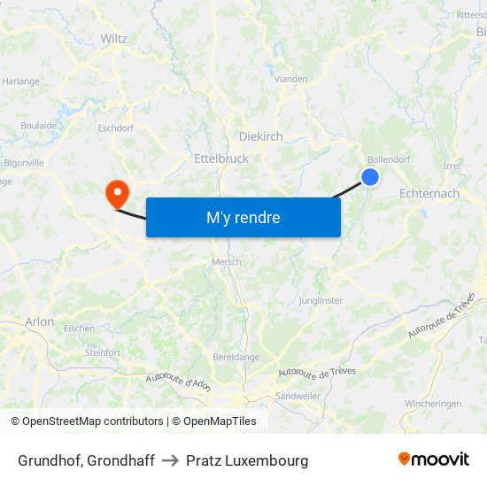 Grundhof, Grondhaff to Pratz Luxembourg map