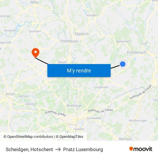 Scheidgen, Hotschent to Pratz Luxembourg map