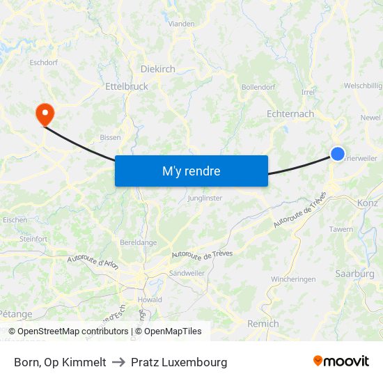 Born, Op Kimmelt to Pratz Luxembourg map