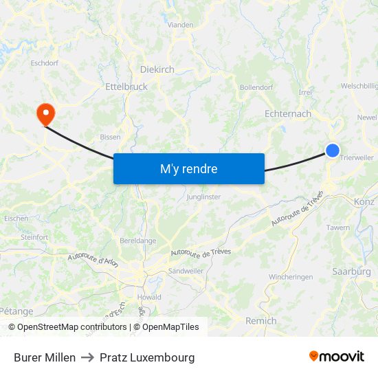Burer Millen to Pratz Luxembourg map