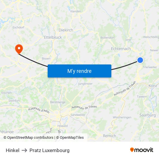 Hinkel to Pratz Luxembourg map