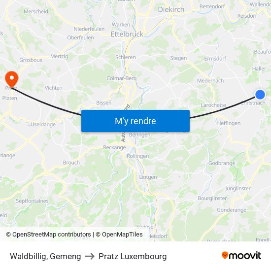 Waldbillig, Gemeng to Pratz Luxembourg map