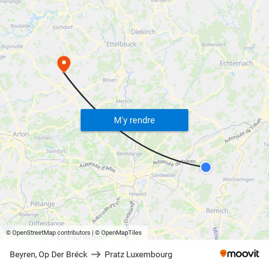 Beyren, Op Der Bréck to Pratz Luxembourg map