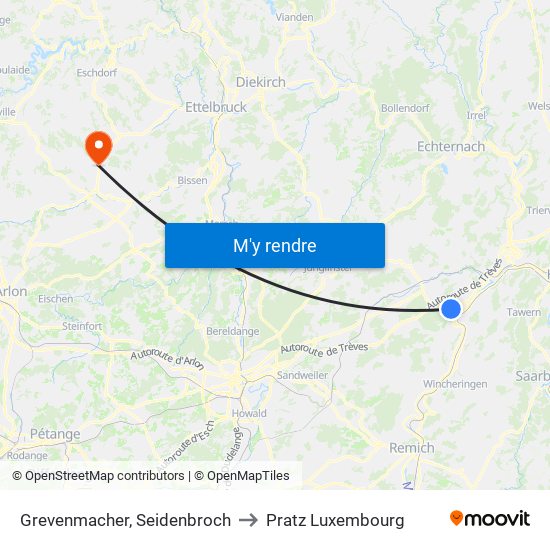 Grevenmacher, Seidenbroch to Pratz Luxembourg map