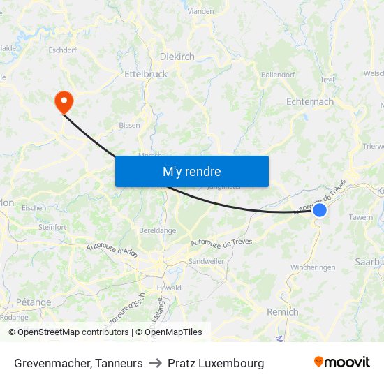 Grevenmacher, Tanneurs to Pratz Luxembourg map