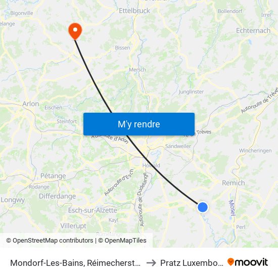 Mondorf-Les-Bains, Réimecherstrooss to Pratz Luxembourg map