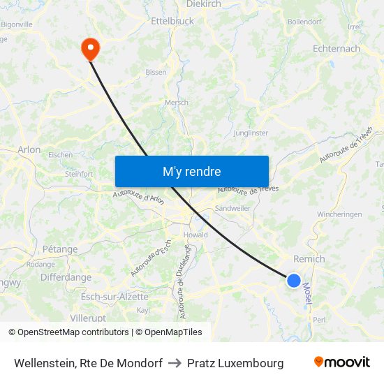 Wellenstein, Rte De Mondorf to Pratz Luxembourg map