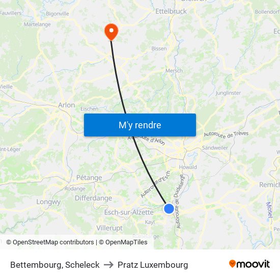 Bettembourg, Scheleck to Pratz Luxembourg map