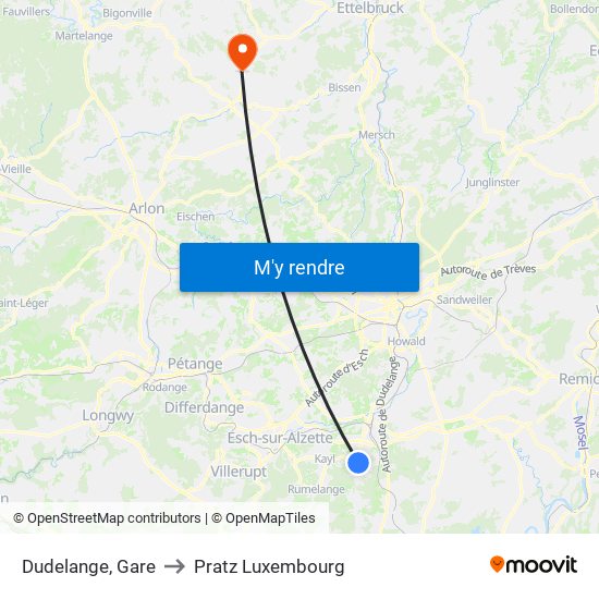 Dudelange, Gare to Pratz Luxembourg map