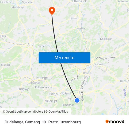 Dudelange, Gemeng to Pratz Luxembourg map
