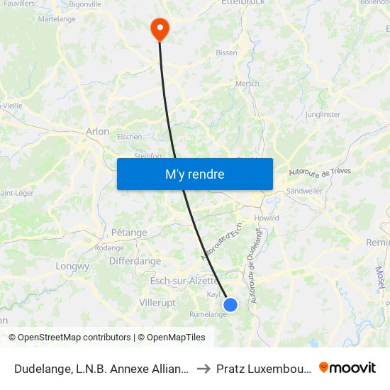 Dudelange, L.N.B. Annexe Alliance to Pratz Luxembourg map