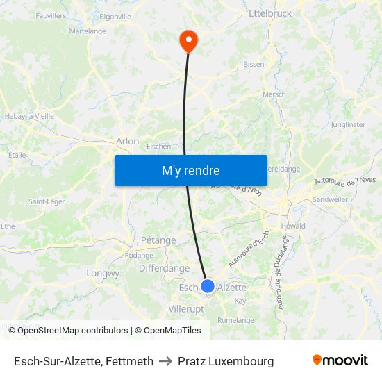 Esch-Sur-Alzette, Fettmeth to Pratz Luxembourg map
