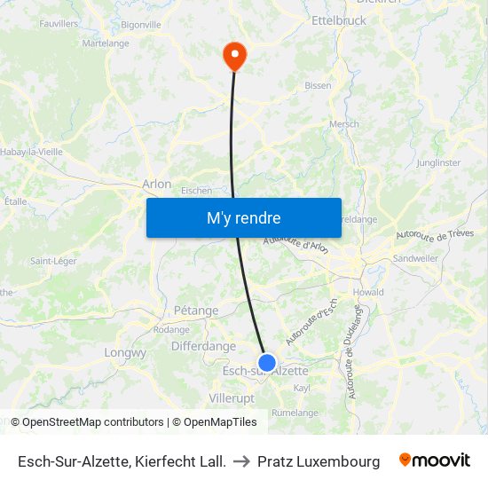 Esch-Sur-Alzette, Kierfecht Lall. to Pratz Luxembourg map