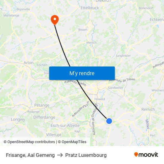Frisange, Aal Gemeng to Pratz Luxembourg map