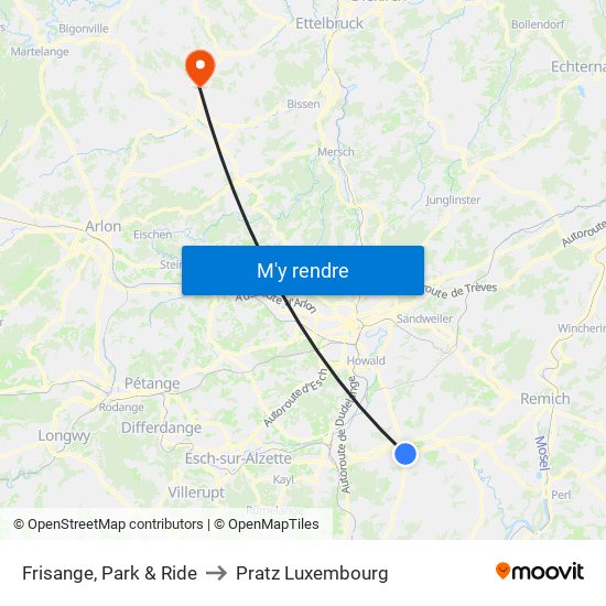 Frisange, Park & Ride to Pratz Luxembourg map