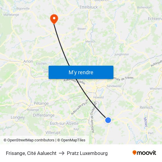 Frisange, Cité Aaluecht to Pratz Luxembourg map