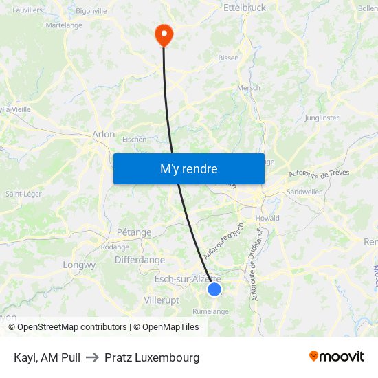 Kayl, AM Pull to Pratz Luxembourg map