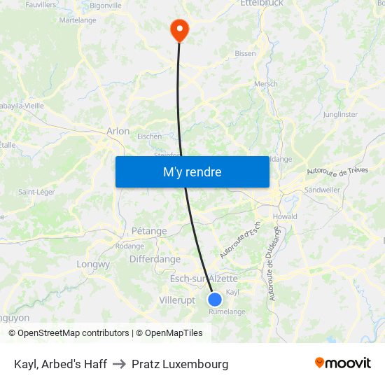 Kayl, Arbed's Haff to Pratz Luxembourg map