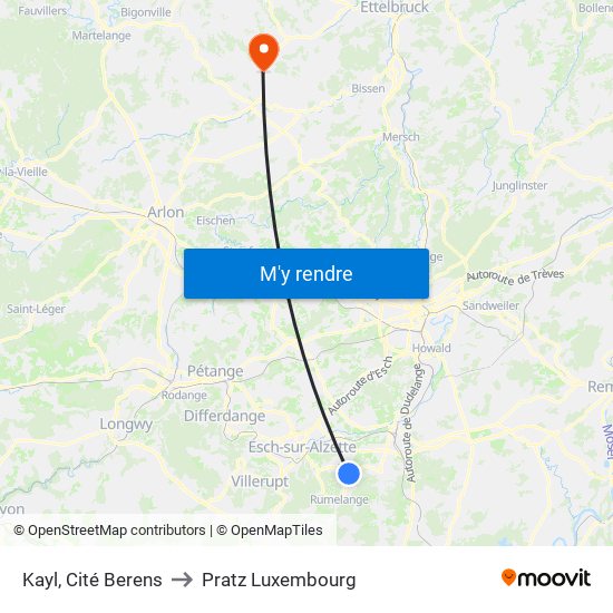 Kayl, Cité Berens to Pratz Luxembourg map