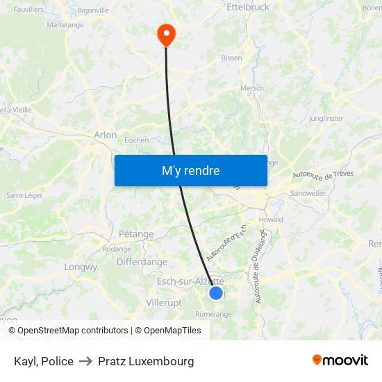 Kayl, Police to Pratz Luxembourg map