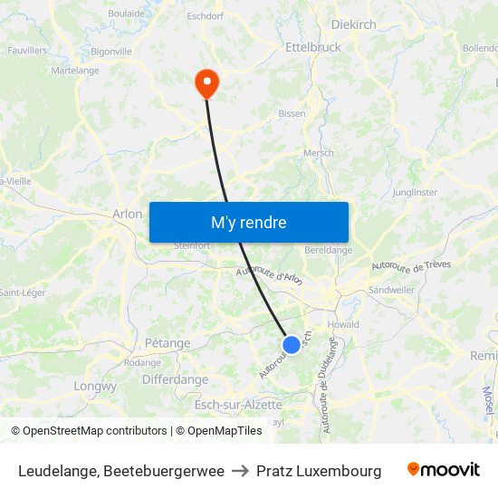 Leudelange, Beetebuergerwee to Pratz Luxembourg map